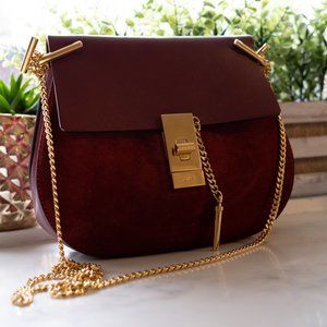 Chloe Drew Bag in suede burgundy/Wine  USED